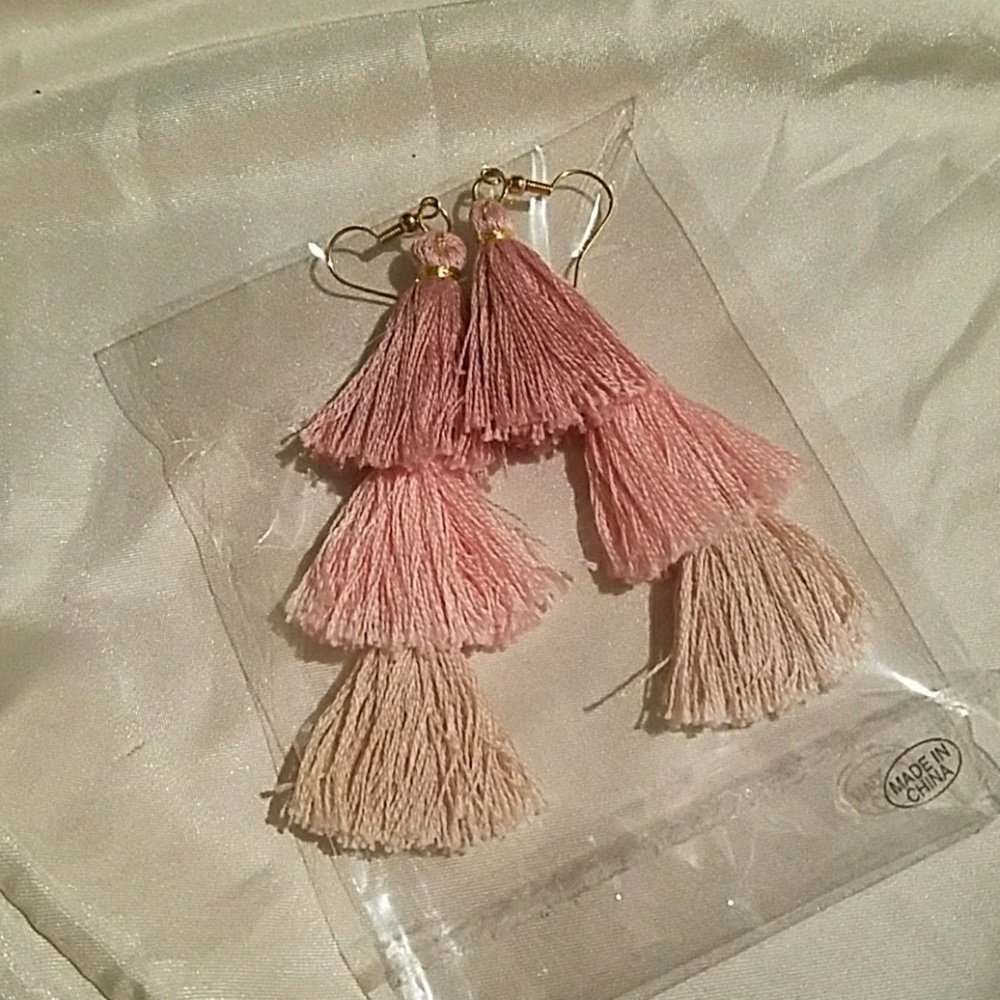 **SOLD** Pink Tassel Earrings